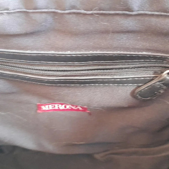 Black and White Wool Herringbone Tote - Picture 4 of 5